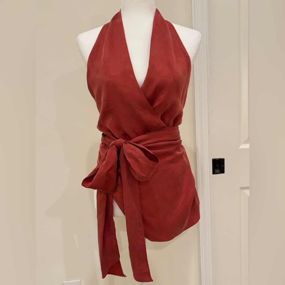 *NWT* Zara silk blend dramatic open-back top